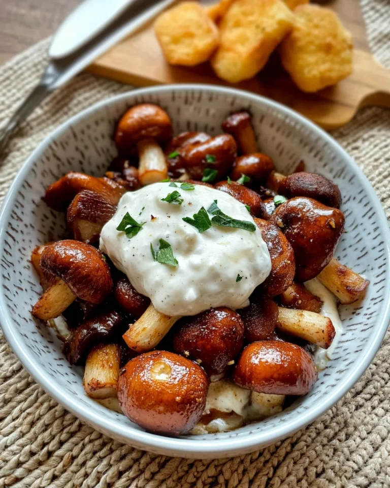 Champignons mit Knoblauch Soße aus dem Aifryer