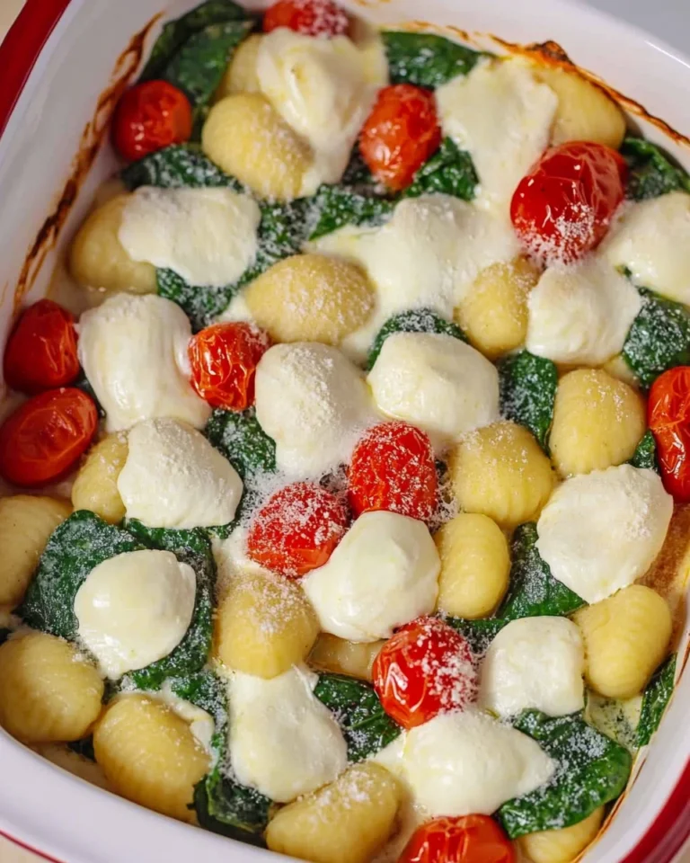 Gnocchi Auflauf mit Spinat, Tomate und Mozzarella
