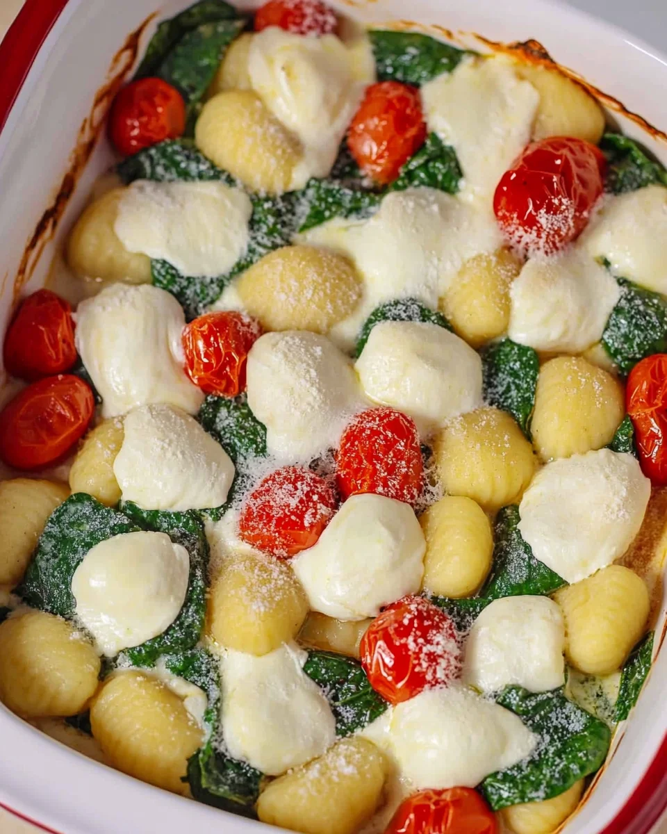 Gnocchi Auflauf mit Spinat, Tomate und Mozzarella