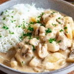 Hähnchengeschnetzeltes mit Reis & Pilzen