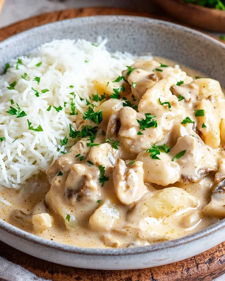 Hähnchengeschnetzeltes mit Reis & Pilzen