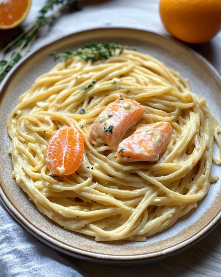 Orangen Lachs Pasta
