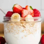 Overnight Oats - so cremig mit Joghurt, Banane & Erdbeeren
