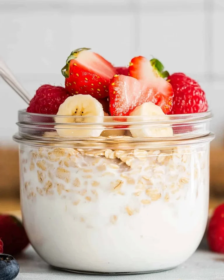 Overnight Oats - so cremig mit Joghurt, Banane & Erdbeeren