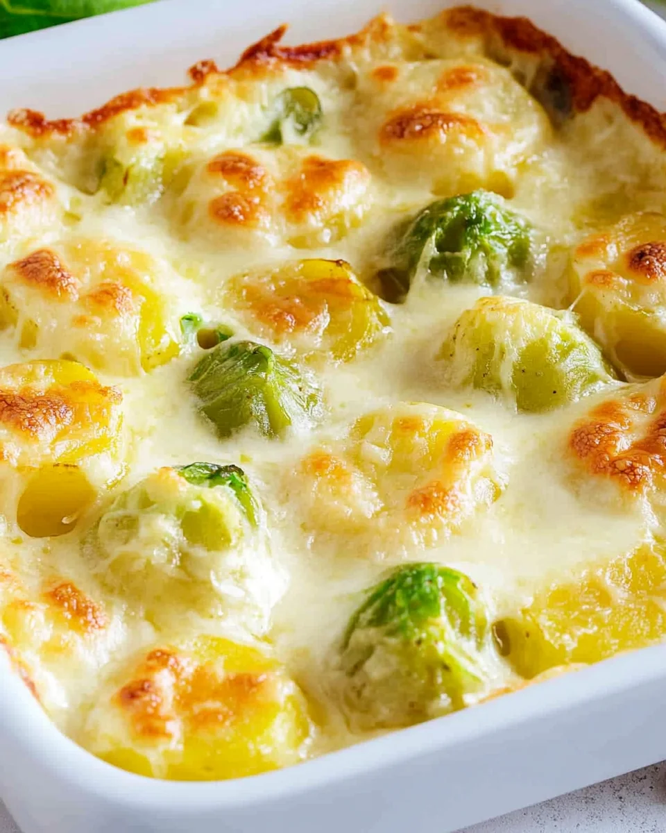 Rosenkohlauflauf - mit Kartoffeln & Käse