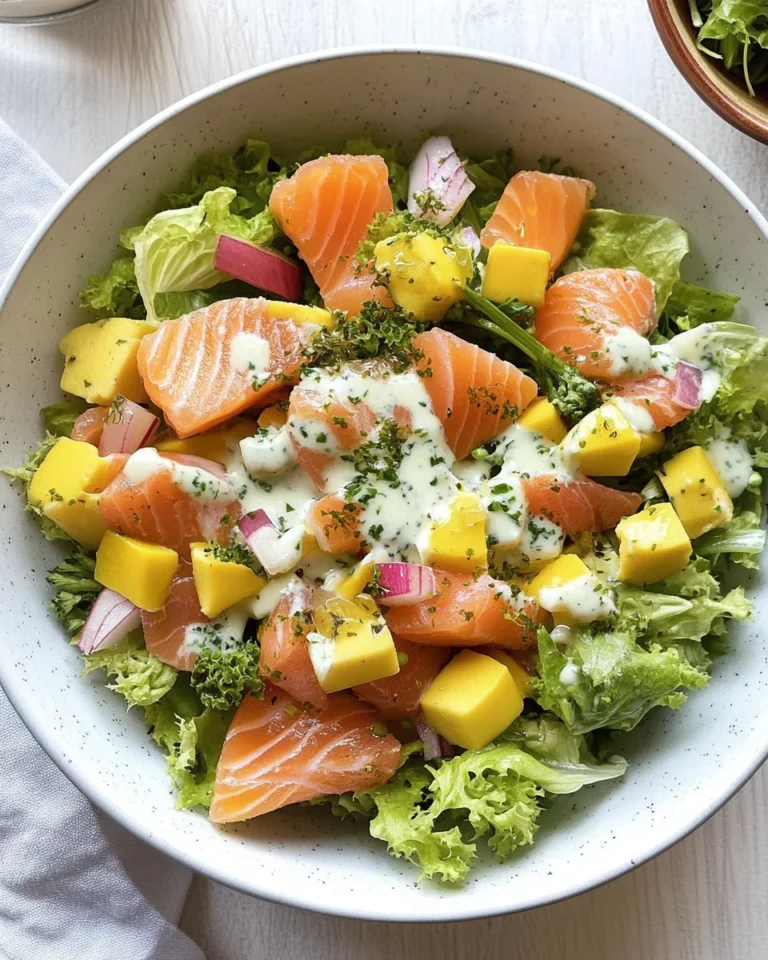 Salat mit Lachs & Honig Senf Dressing