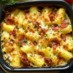 Spargelauflauf mit Kartoffeln und HähnchenHähnchenschinken