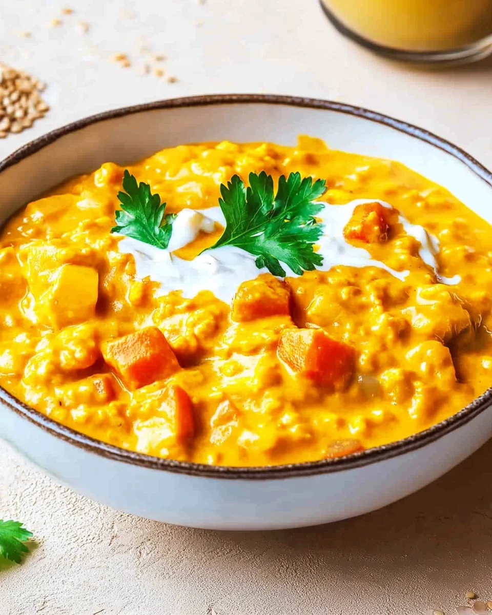 Süßkartoffel-Linsen-Curry mit Kokosmilch