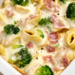 Tortellini Auflauf mit Käse-Sahne-Soße, HähnchenHähnchenschinken & Brokkoli